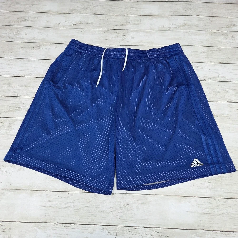 Adidas Basketball‎ Mesh Shorts Mens 2XL Royal Blue S92097 Striped Athletic Gym
